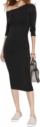 Heartloom Asymmetrical Rib Jersey Midi Dress In Black