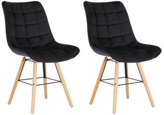 Clp Set De 2 Sillas De Comedor Leni En Terciopelo Negro