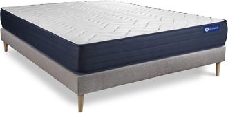 Actisom Somier gris + colch&oacute;n con espuma viscoel&aacute;stica 130 x 190