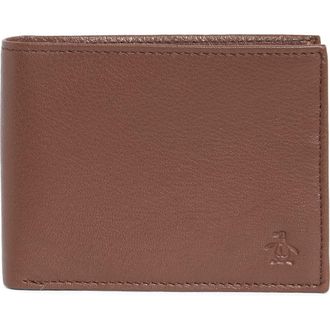 Original Penguin Embossed Logo Leather Passcase Wallet in Luggage at Nordstrom Rack