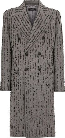 Dolce & Gabbana Cappotto doppiopetto con decorazione - Grigio