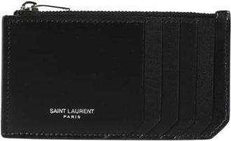 Saint Laurent Wallets & Cardholders, male, Black, ONE SIZE, Fragments Brushed Leather Cardholder
