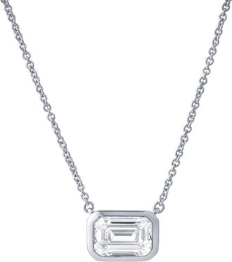 LuvMyJewelry Glinda Emerald East West 14K Gold Lab Grown Diamond Bezel Necklace - 1.50 ct