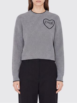 Chlo&eacute; Wool and Cashmere Crewneck Sweater with Embroidered Logo