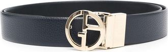 Giorgio Armani logo-buckle leather belt - men - Calf Leather/Polyurethane - One Size - Blue