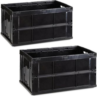 Relaxdays Relaxdays - Set of 2 Professional Storage Boxes, Sturdy, Commercial Crate, Plastic, 60x40x32cm, Black