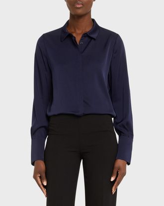 Kobi Halperin Larissa Split-Cuff Button-Down Blouse