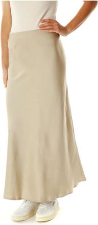 Drykorn Nevida Slip Rok - Dames - Maxi Rokken - Beige - W26 - Satijn - Rokken