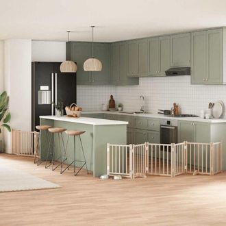 vidaXL Puerta Para Perros Plegable 9 Paneles Madera De &Aacute;lamo 450 Cm Vidaxl