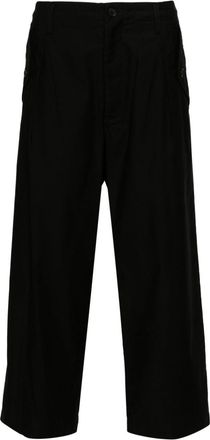 Yohji Yamamoto M-Front 1 Tuck cropped trousers - men - Cotton - 2 - Black