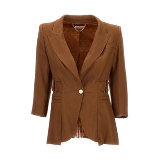 Elisabetta Franchi Blazers, female, Brown, Size: M Blazer con spalle imbottite