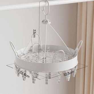 OEM Tendedero Plegable Con 24 Pinzas - Redondo - Pl&aacute;stico - Port&aacute;til - Para Calcetines - Toallas - Ropa Interior Y Ropa De Beb&eacute; - 32,5 X 32,5 X 33 Cm