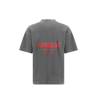 Represent Cotton Logo Print T-Shirt - Gray