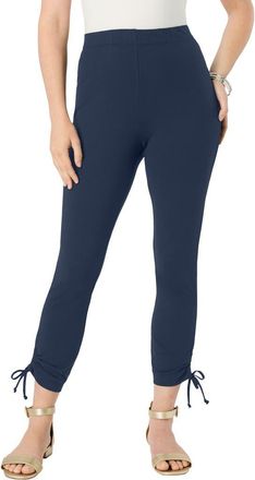 Roaman's Side Tie Ruched Capri in Navy at Nordstrom, Size 36
