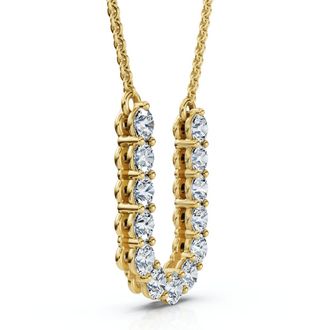 Pompeii3 1Ct Diamond Initial U Pendant 14k Gold 18 Necklace Lab Grown 5/8 Tall