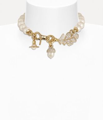 Vivienne Westwood Lucille Large Necklace Gold Pearl / Cubic Zirconia Women