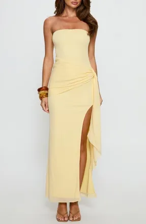 Princess Polly Analeah Strapless Maxi Dress in Lemon Yellow at Nordstrom, Size 10
