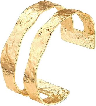 Liv Oliver 18K Double Hammered Bangle Bracelet