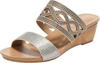 Generic Elegant Womens Slippers with Sparkling Rhinestone and Stylish Heel Design for Ultimate Comfortable Sandals (Gold, 5.5)