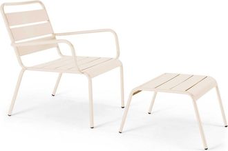 Oviala Sill&oacute;n reclinable y reposapi&eacute;s de metal marfil