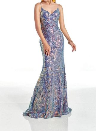 Alyce Paris Sweetheart Patterned Sequin Prom Dress In Magic Opal