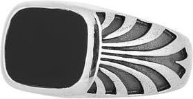John Varvatos Mens Deco Onyx Signet Ring in Silver at Nordstrom, Size 10