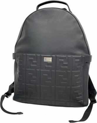 Fendi Black Yellow Leather Backpack (Pre-Owned)