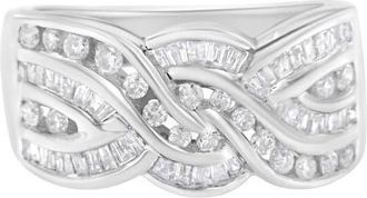 House of Brilliance 10K White Gold 1.0 Cttw Diamond Inlay Bypass Ring at Nordstrom, Size 7.25