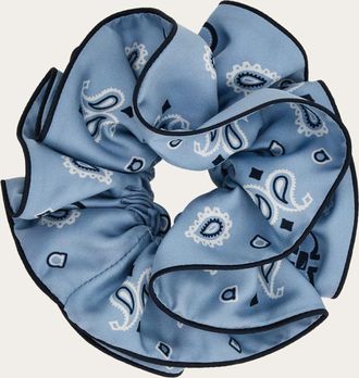 Ferragamo Women Arabesque print silk scrunchie Blue