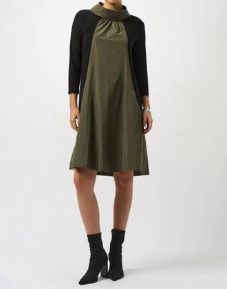 Joseph Ribkoff Cocoon Dress In Black/avocado