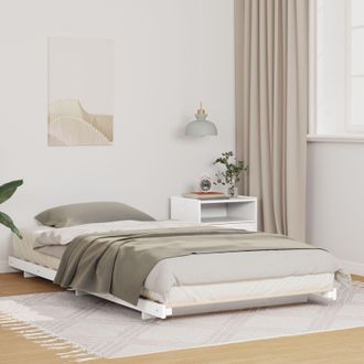 Berkfield Home Floor Bed Frame White 100 x 200 cm Solid pine wood