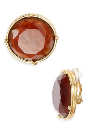 Karine Sultan Mocha Stone Clip-On Earrings in Gold at Nordstrom