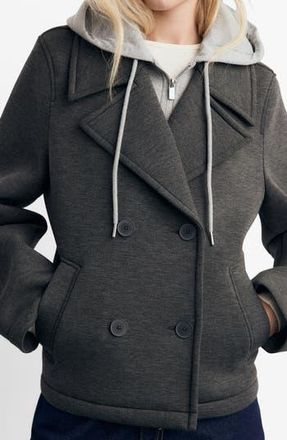 Mango Layered Hooded Jacket in Medium Heather Grey at Nordstrom Rack