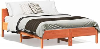 vidaXL Vidaxl - Estructura De Cama Sin Colch&oacute;n Madera Maciza Marr&oacute;n 135x190 Cm