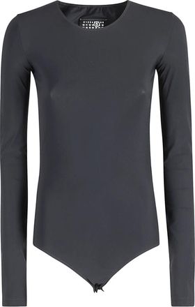 Maison Margiela Tops, Dames, Zwart, M, Nylon, Casual Geribbelde Brei Trui