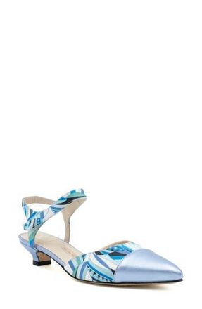 Amalfi By Rangoni Aosta Ankle Strap Pointed Cap Toe Pump in Blu Alvira/Aris Etoile at Nordstrom Rack, Size 10
