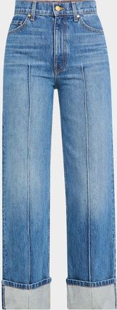 Ulla Johnson The Genevieve Pintuck Wide-Leg Denim Jeans
