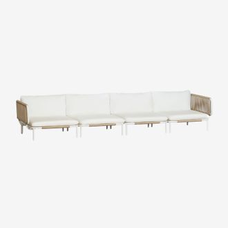 Sklum Conjunto De Jard&iacute;n Con Sof&aacute; Modular De 4 Piezas Con 2 M&oacute;dulos Esquineros En Acero Roubly Sklum