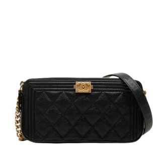 Chanel Pre-owned Boy Wallet on Chain - Dames - Pre-owned - Zwart - Maat: ONE Size Leer