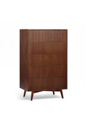 Teamson Home Tremolo Chest of Drawers 5 Drawer Bedroom Dresser in Walnut