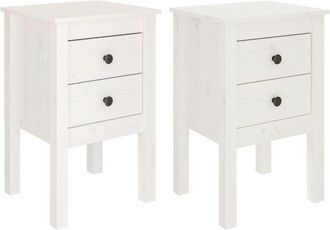 vidaXL Vidaxl - Bedside Cabinets 2 pcs White 40x35x61.5 cm Solid Wood Pine
