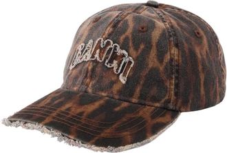 Ganni Cap in Ocelot Leopard - Dames - Petten - Bruin - ONE Size - Katoen - Accessoires
