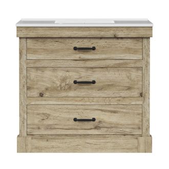 Teamson Home Donovan 36 Single Bathroom Vanity with Integrated Square Sink & Two Drawers in Brown
