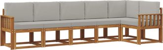 vidaXL Conjunto De Sof&aacute;s De Exterior 6 Uds. Natural Y Gris Claro Vidaxl