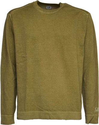 C.P. Company Ribgebreide Ronde Hals - Heren - Ronde hals truien - Groen - M - Katoen - Truien & Vesten