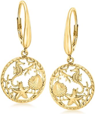 Ross-Simons 18kt Yellow Gold Over Sterling Silver Sea Life Drop Earrings