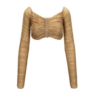 Elisabetta Franchi Top de Manga Larga - Tops - Mujer - Marr&oacute;n - M