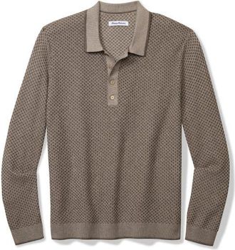 Tommy Bahama Coolside Valley Long Sleeve Polo Sweater in Clove at Nordstrom, Size Xxx-Large