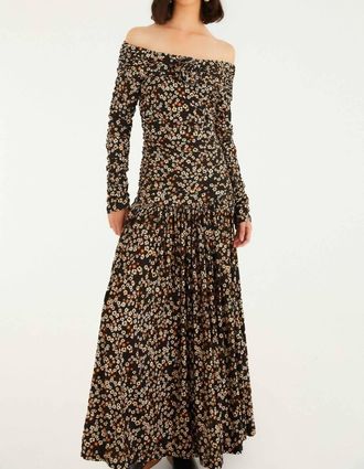 Farm Rio Tiny Flowers Maxi Dress In Black