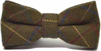 King & Priory Heritage Check Regency Green Bow Tie, Tweed Bowtie